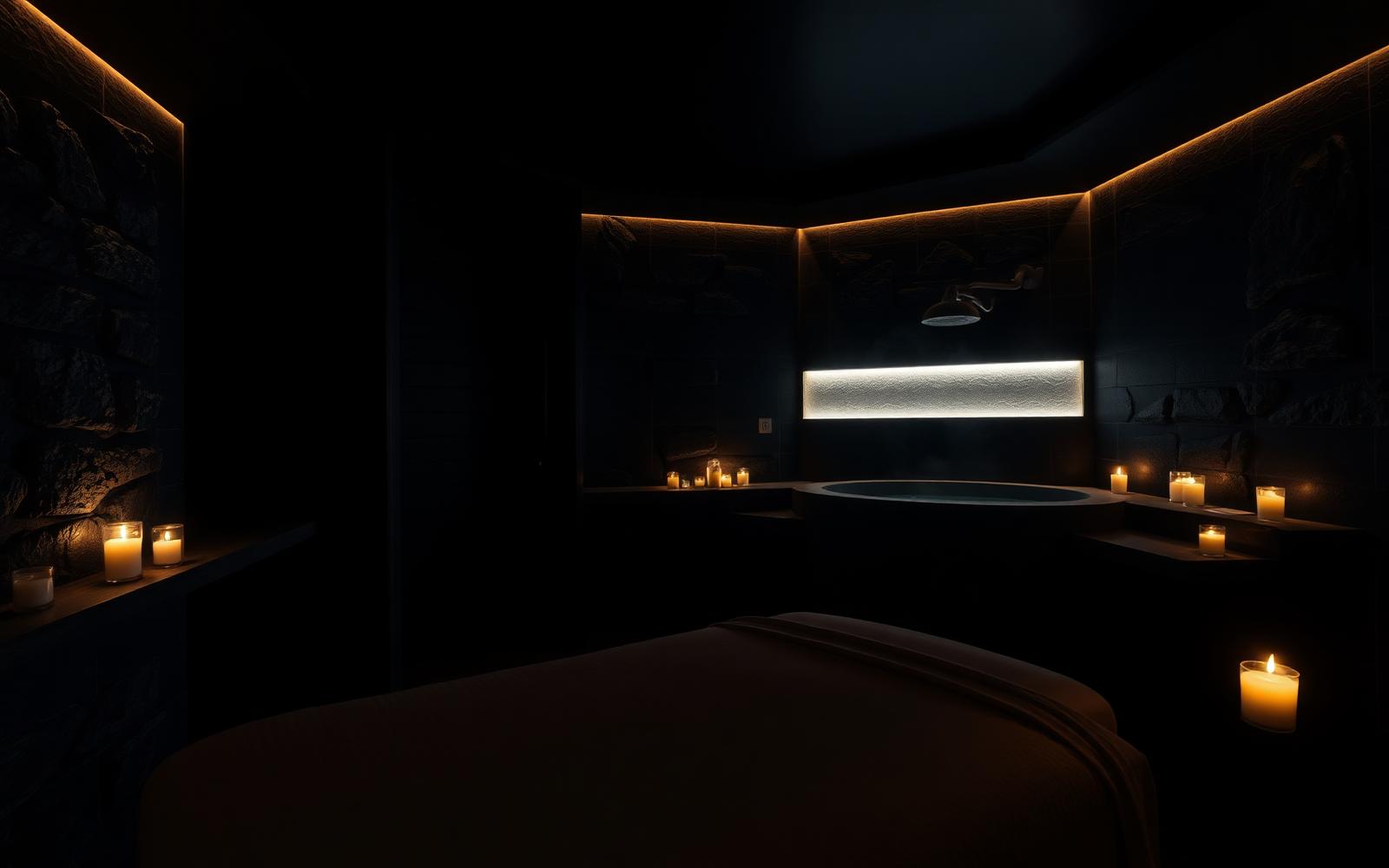 Candlelit hotel spa treatment room